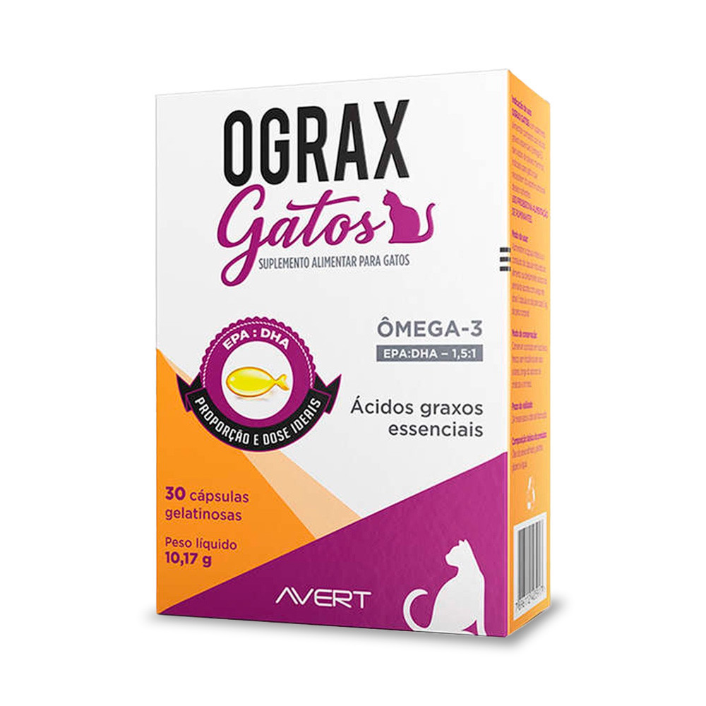 Suplemento Avert Ograx Gatos 30 Cápsulas - 1 cx